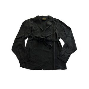 I Dream For You Silk Long Sleeve Blouse in Black